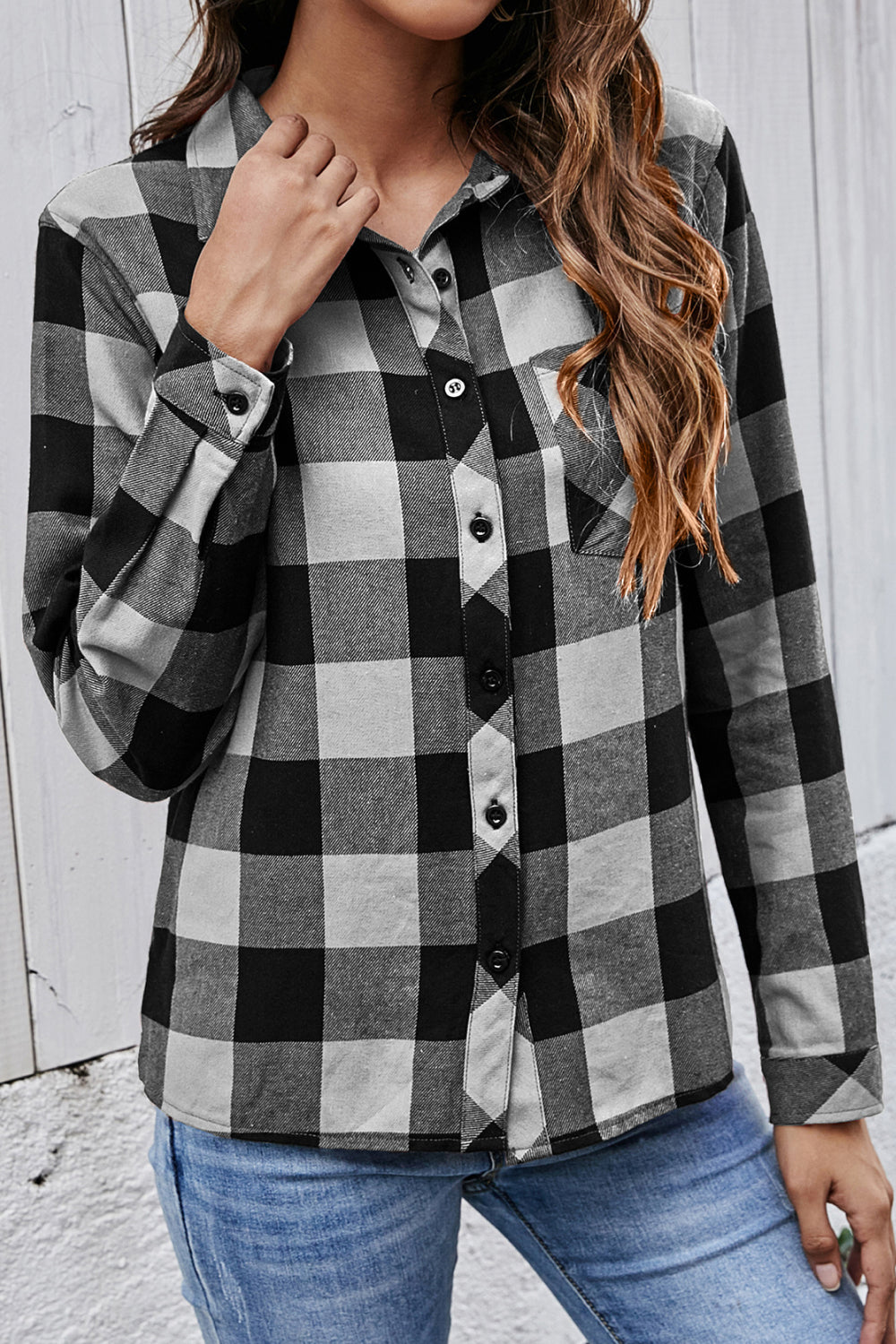 Plaid Button Up Pocket Blouse - Absolute Fashion 2020