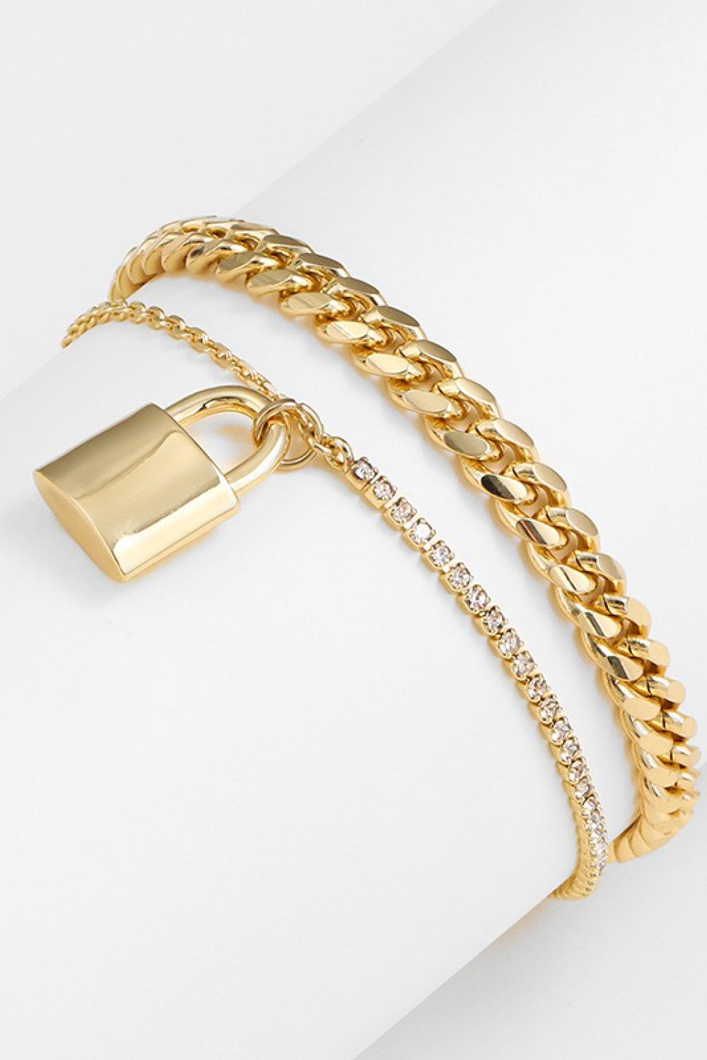 18K Gold Plated Lock Charm Bracelet
