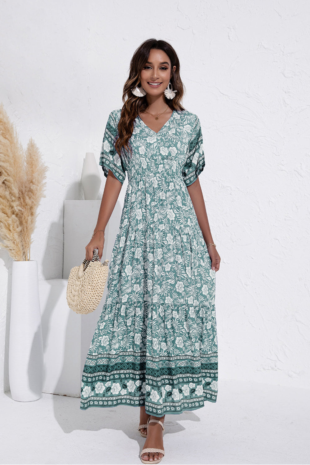 Bohemian Print V-Neck Swing Dress - Absolute Fashion 2020