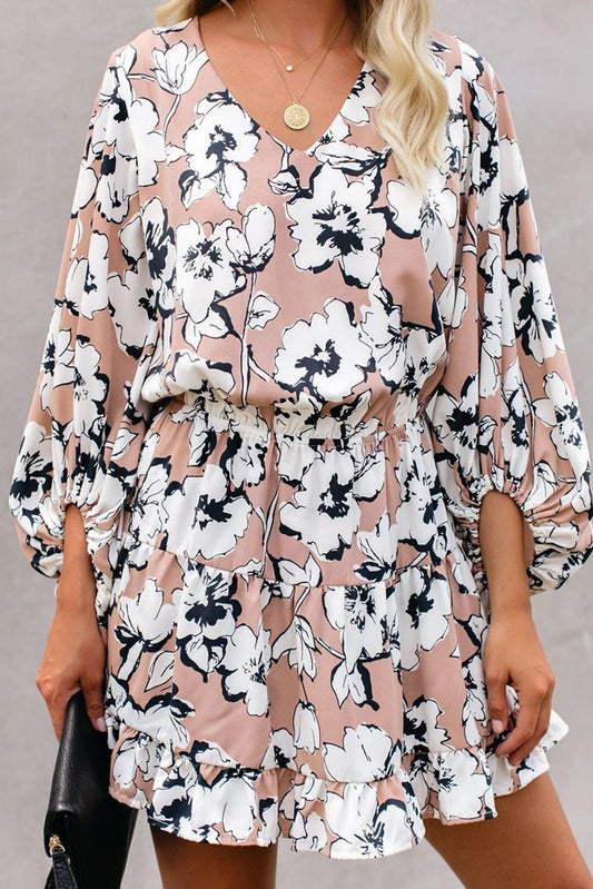 Floral Lantern Sleeves Tunic Dress - Absolute Fashion 2020