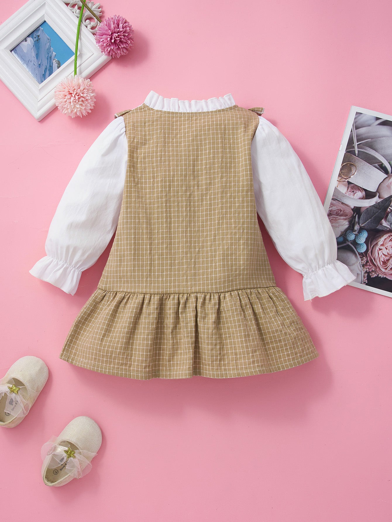 Baby Ruffle Hem Dress with Bow Detail