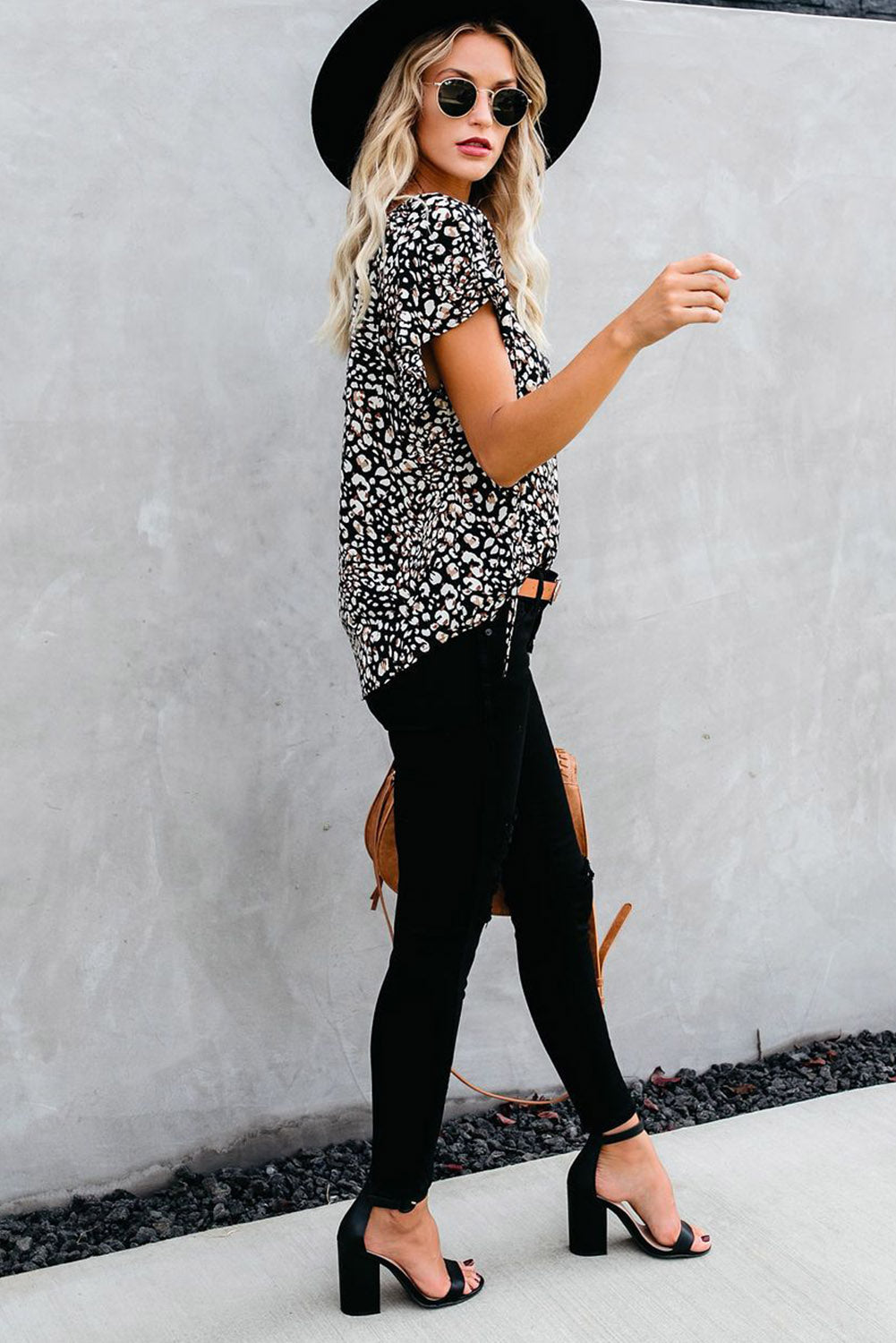 V-Neck Print Fluttering Blouse - Absolute Fashion 2020