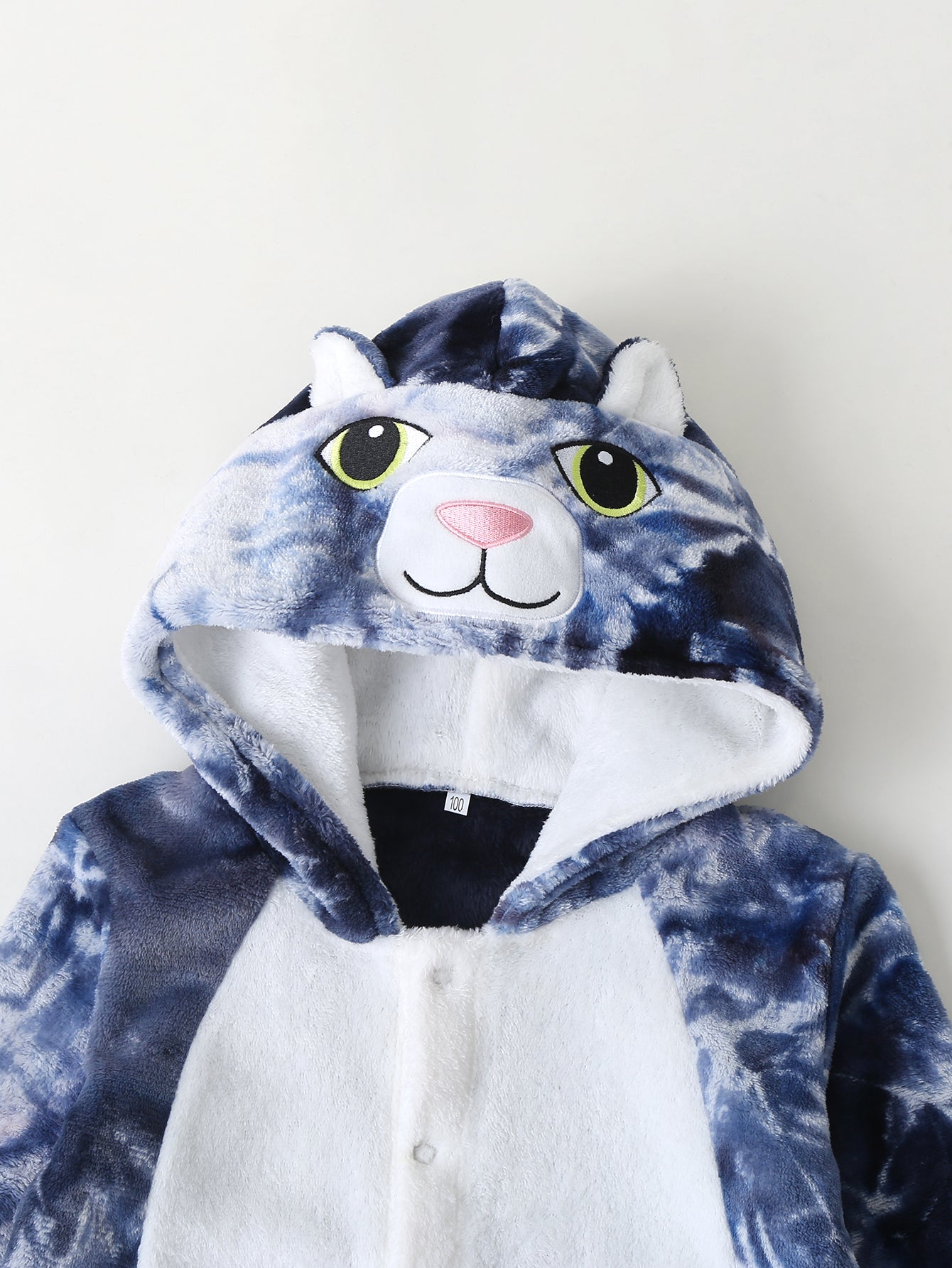 Baby Cat Feature Tie-Dye Hooded Jumpsuit
