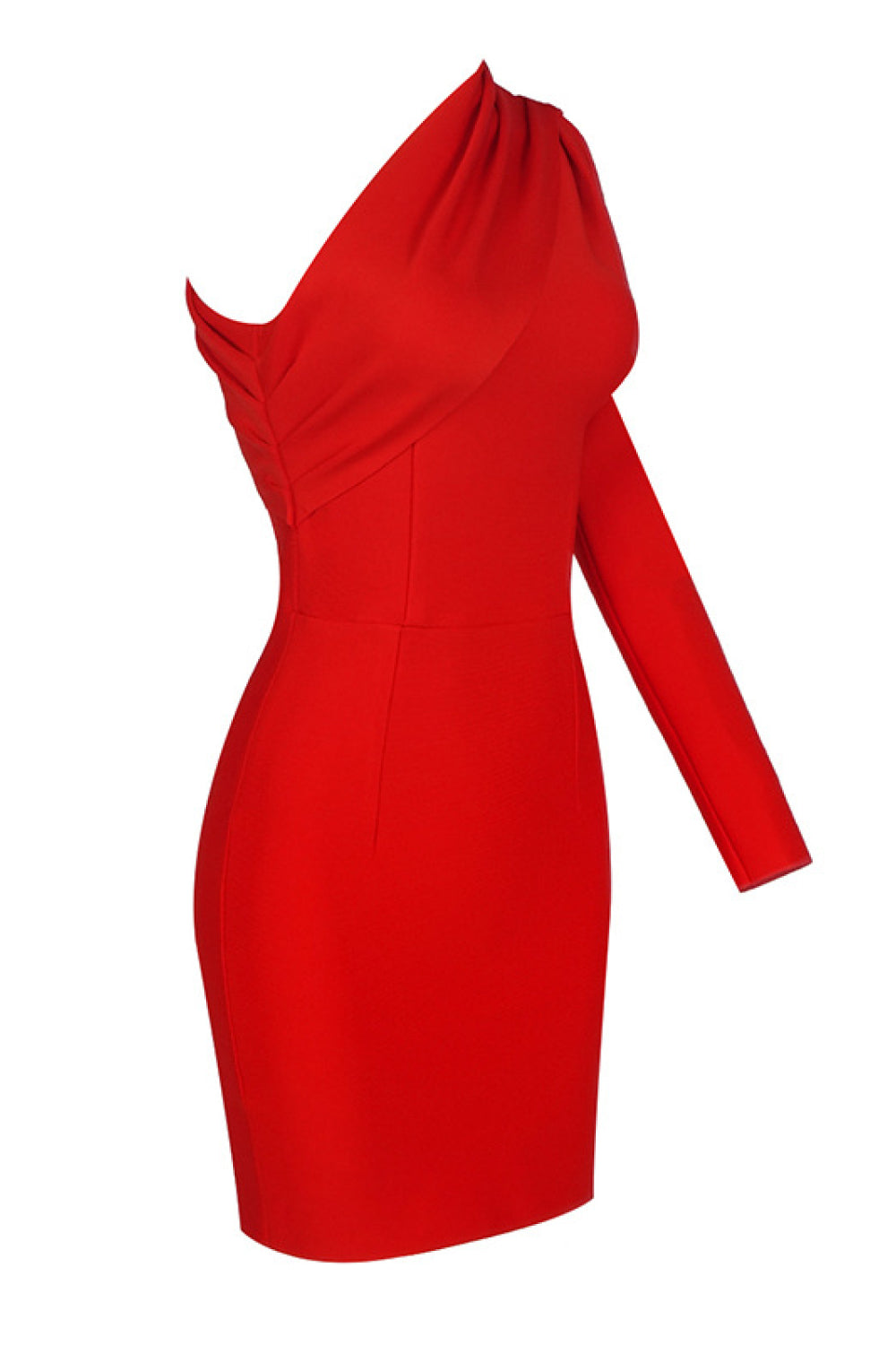 Asymmetrical Neck One Sleeve Bodycon Dress