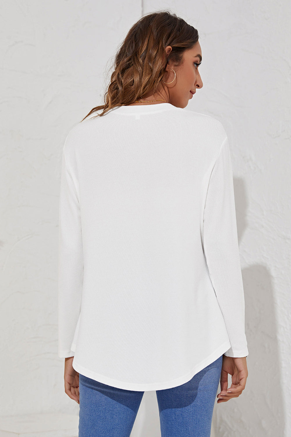 Side Button Down Long Sleeve Top - Absolute Fashion 2020