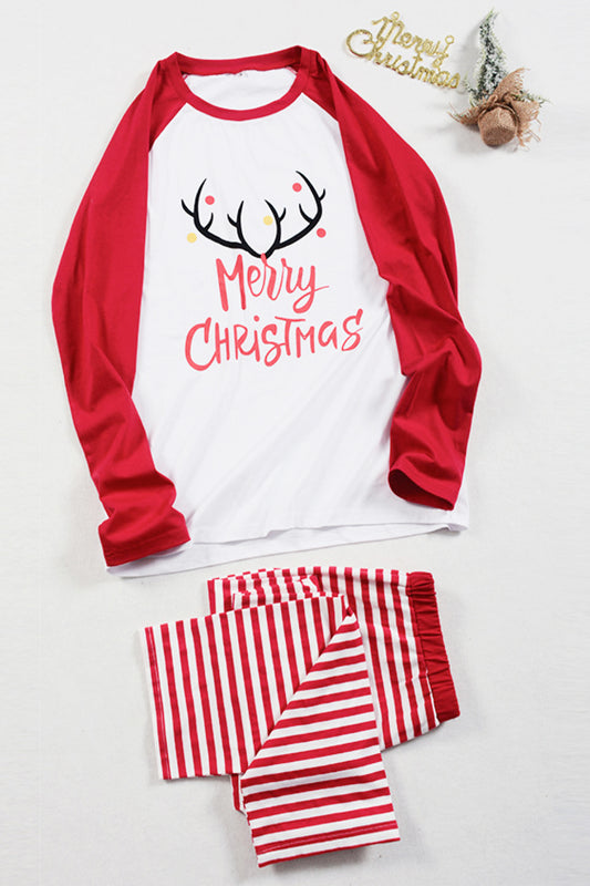 Father Christmas Graphic and Striped Pants Set
