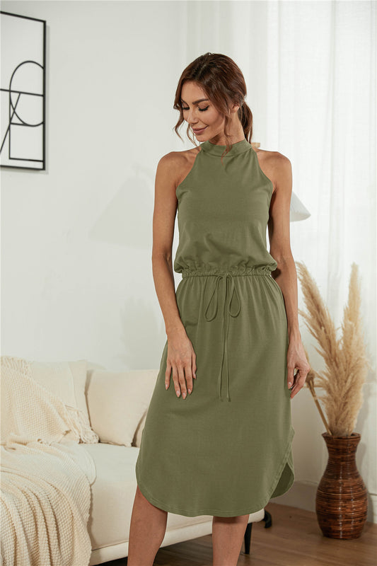 Solid Halter Split Dress - Absolute Fashion 2020