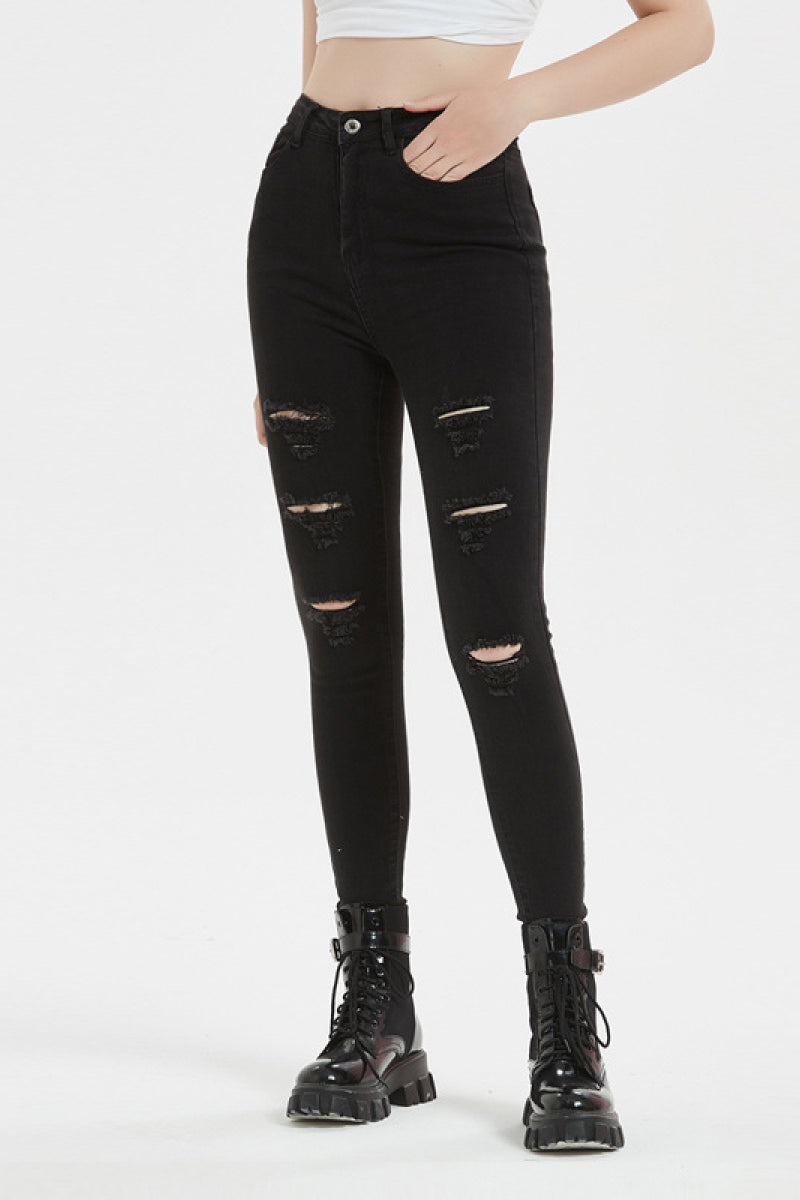High Rise Skinny Jeans with Slits - Absolute Fashion 2020