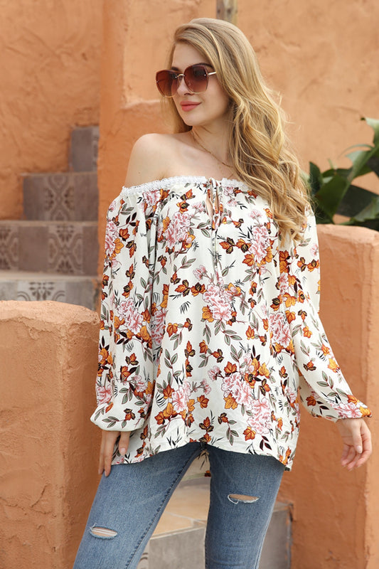 Floral Off Shoulder Long Sleeve Top