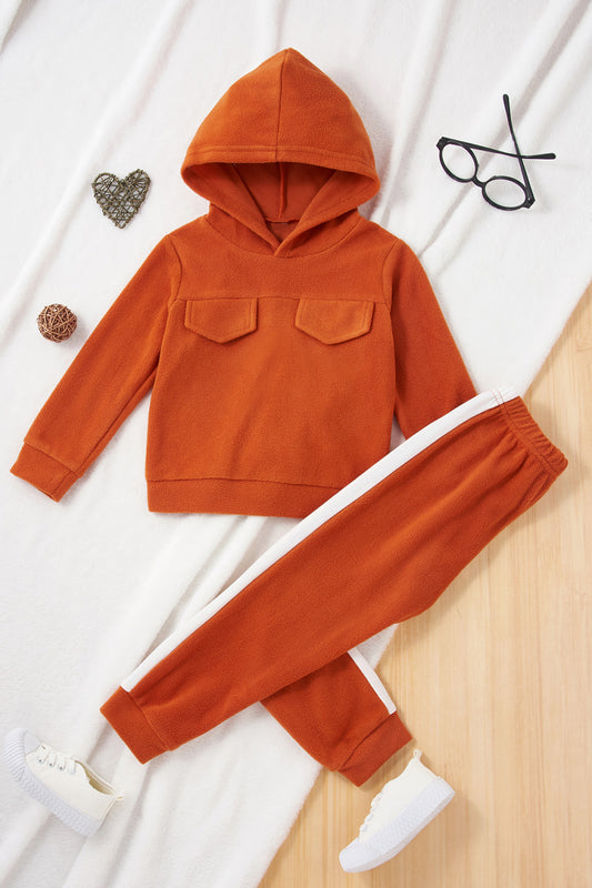 Kids Solid Hoodie Sweatshirt and Pants Set