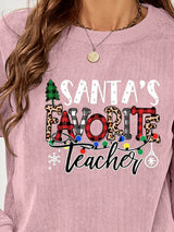 SANTA'S FAVORITE TEACHER Graphic Sweatshirt - Absolute fashion 2020