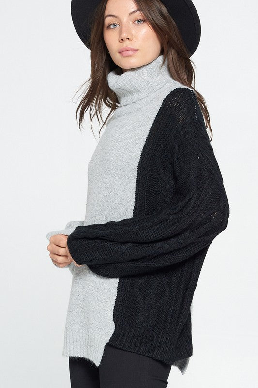 Asymmetrical Color Block Sweater