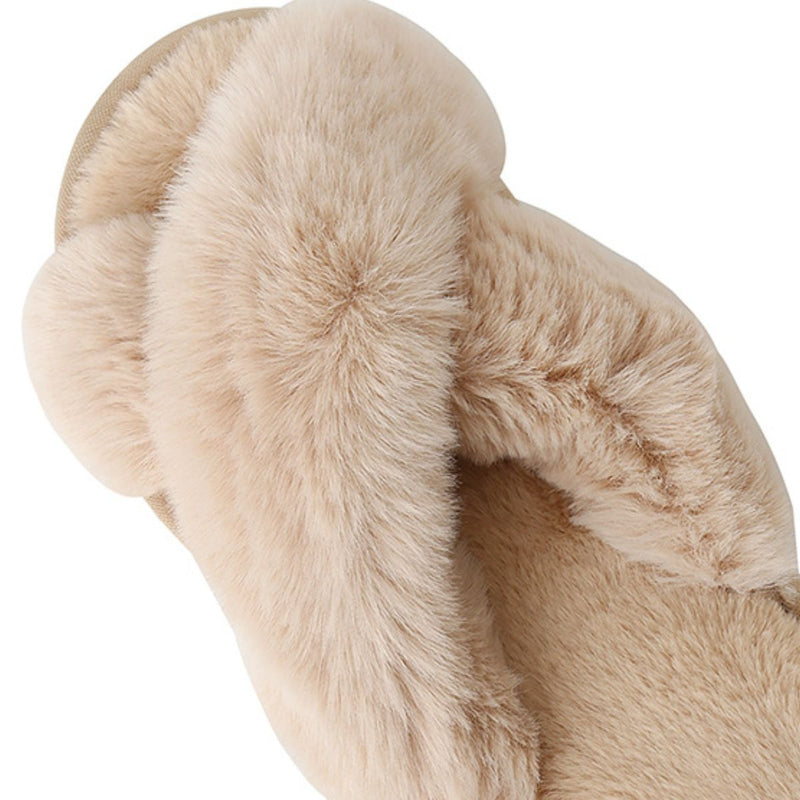 Faux Fur Crisscross Strap Slippers - Absolute fashion 2020