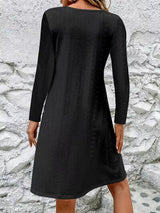 Eyelet V-Neck Long Sleeve Mini Dress - Absolute fashion 2020