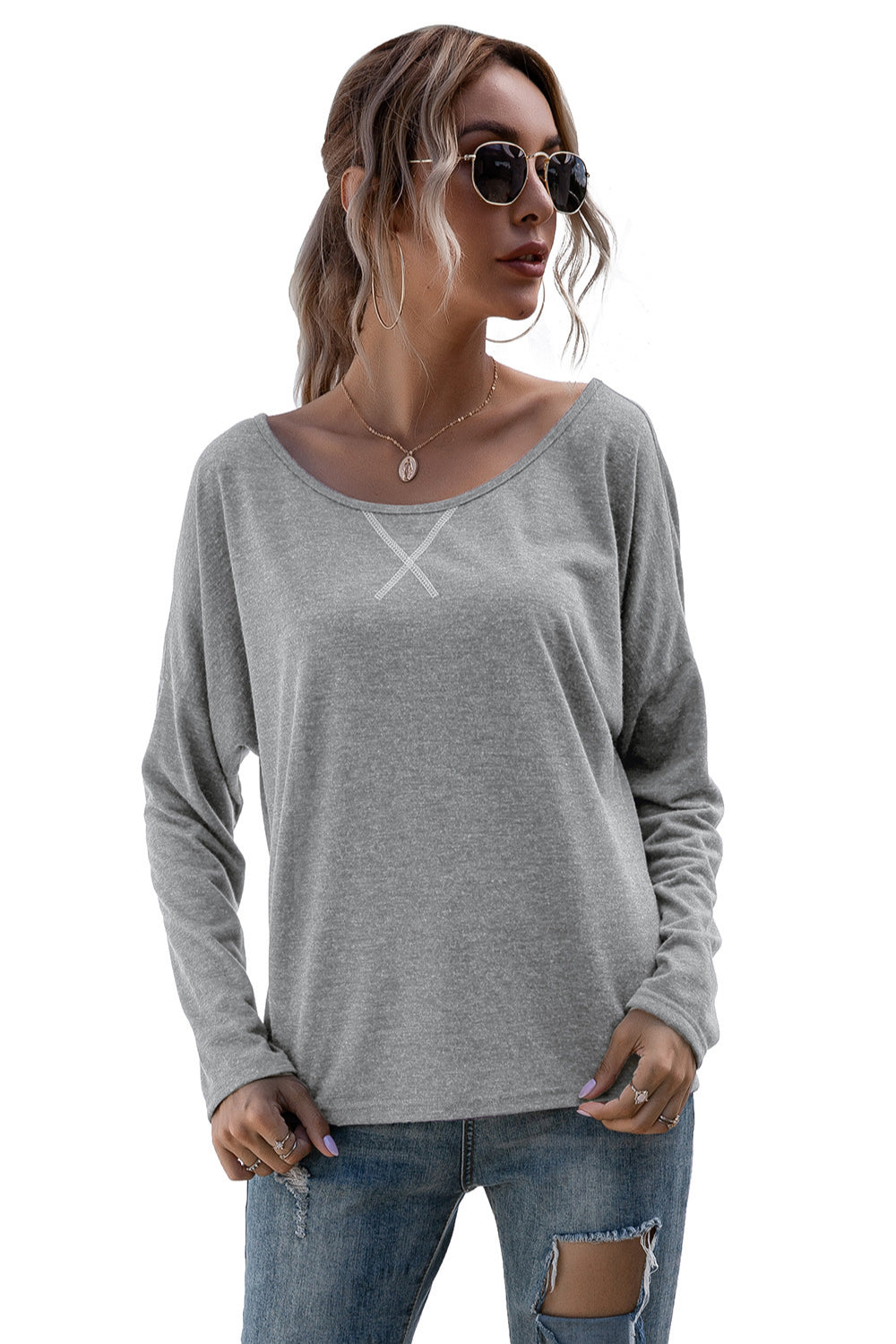 Batwing Sleeve Boat Neck Top - Absolute Fashion 2020