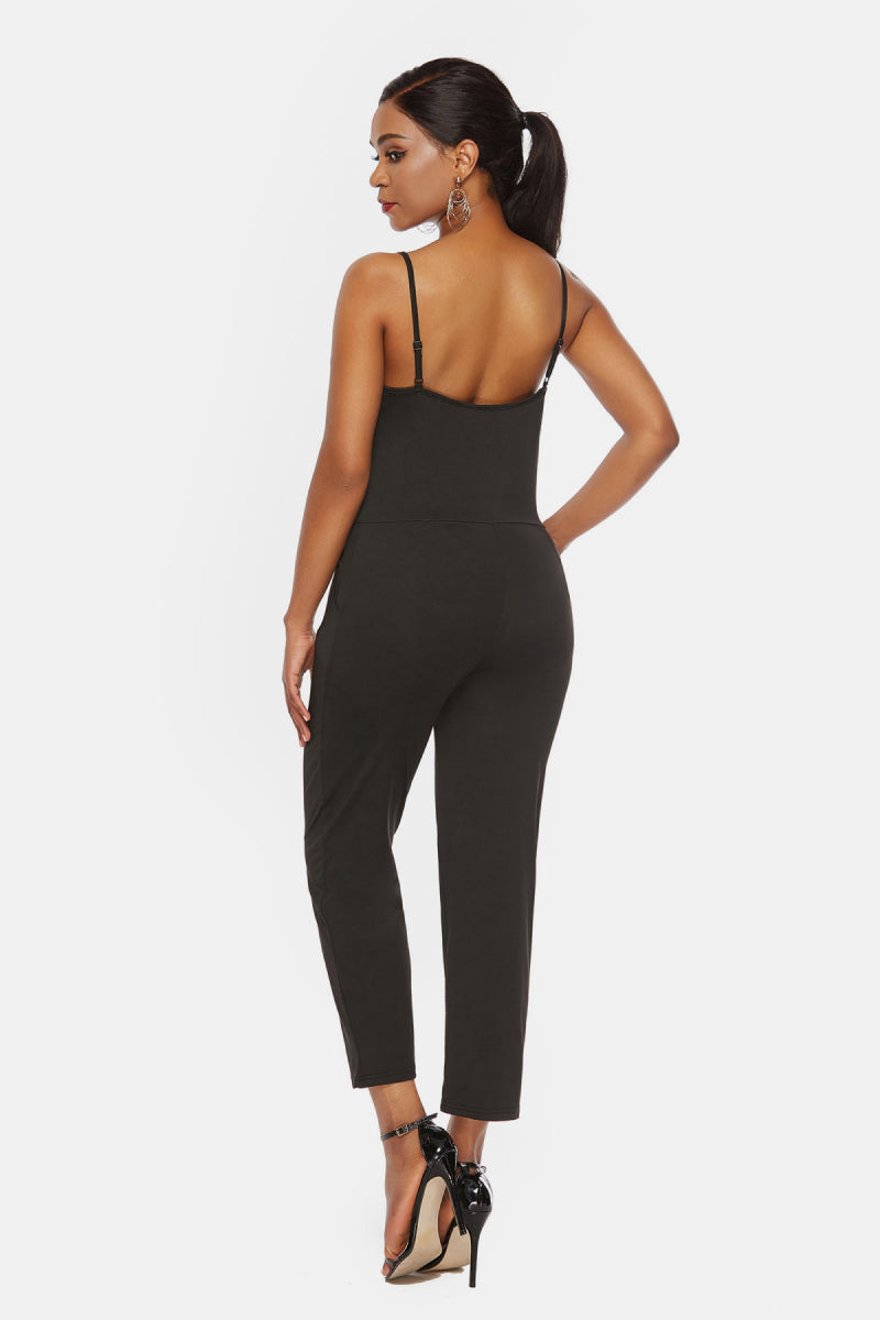 V Neck Crop Leg Plus Size Jumpsuit - Absolute Fashion 2020