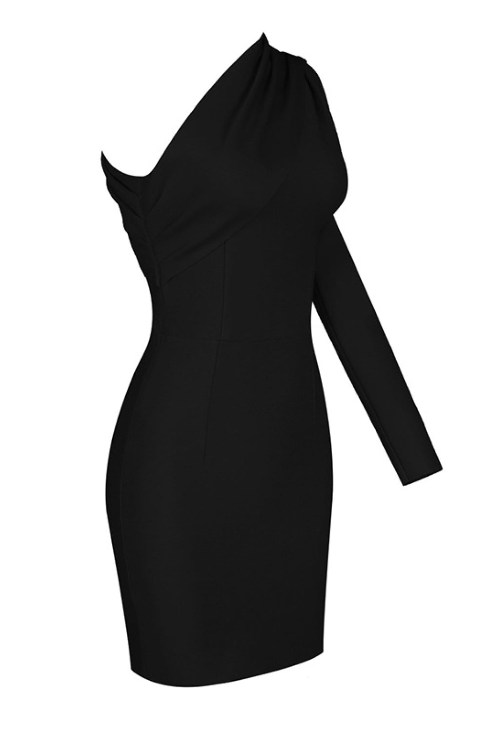 Asymmetrical Neck One Sleeve Bodycon Dress