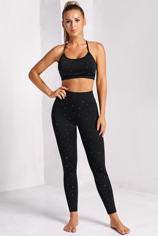 Star Print Sports Bra and Leggings Set - Absolute Fashion 2020