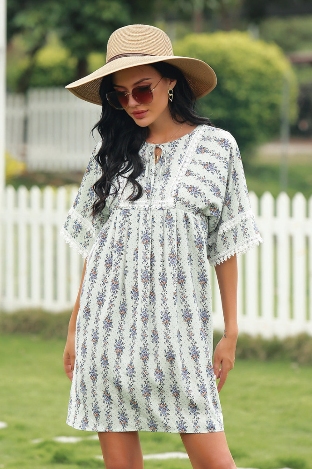 All-size Floral Print Half-sleeve Dress