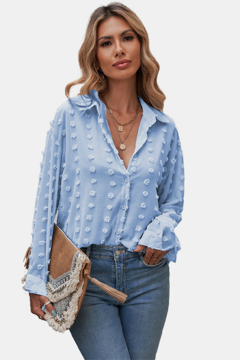 Swiss Dot Buttoned Chiffon Top - Absolute Fashion 2020