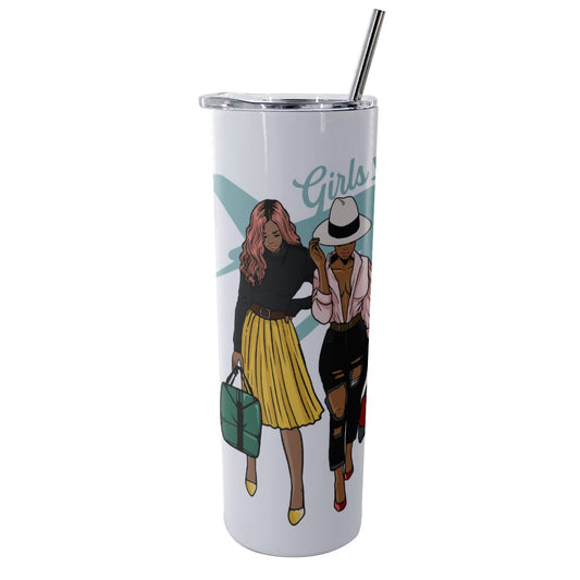 Girls Trip Glitter Tumbler With Stainless Steel Straw 20oz