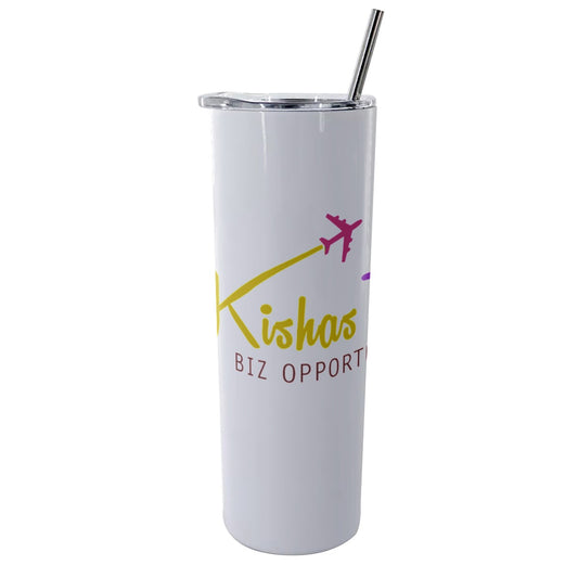 Kisha's Travel Biz Opportunities Glitter Tumbler With Stainless Steel Straw 20oz