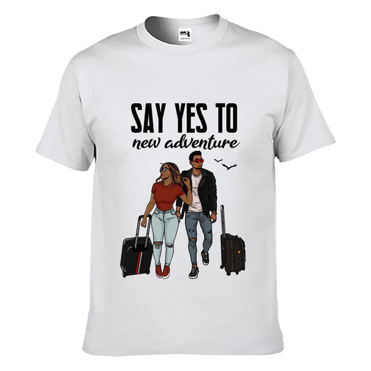 Say Yes To New Adventure Men‘s Crew Neck T-shirt | Gildan 210GSM Cotton (DTG)