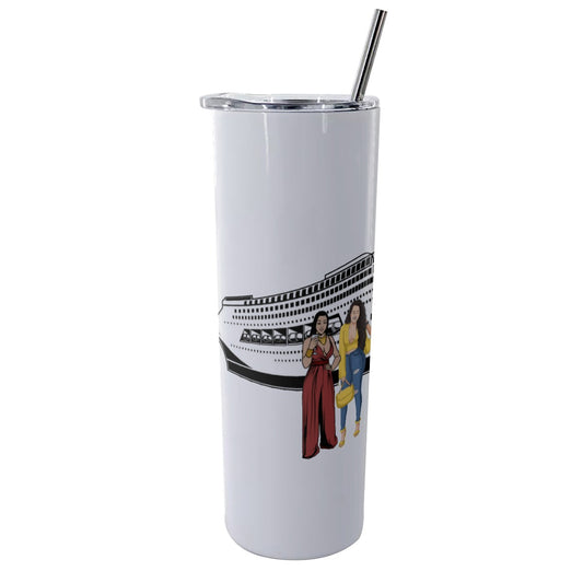 The World Awaits Glitter Tumbler With Stainless Steel Straw 20oz