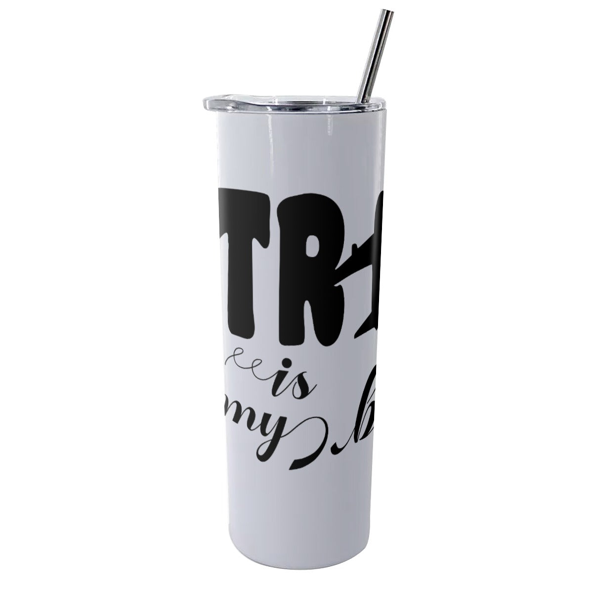 Travel Is My Business Glitter Tumbler With Stainless Steel Straw 20oz