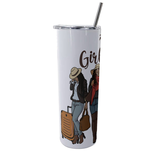 Girls Trip Glitter Tumbler With Stainless Steel Straw 20oz