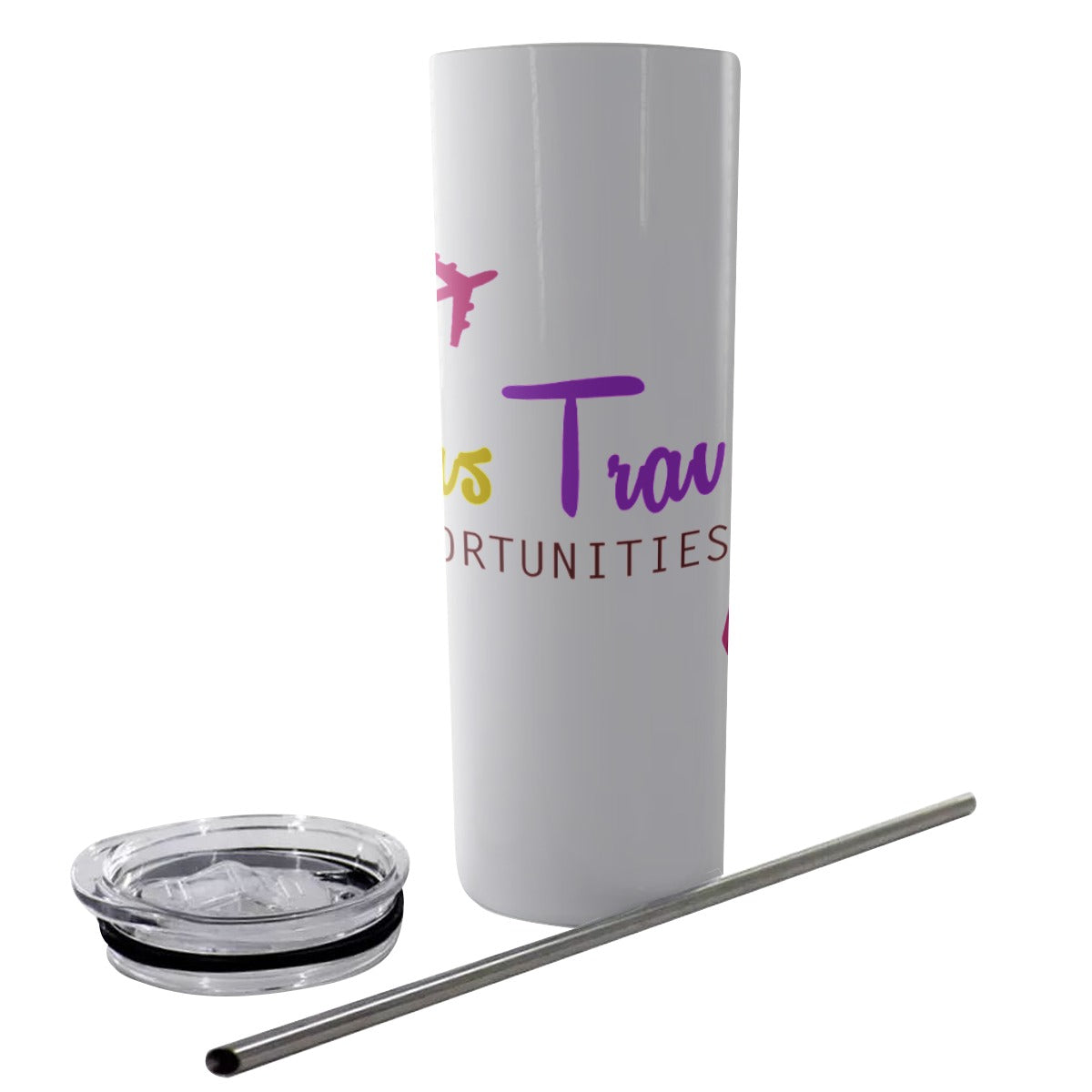 Kisha's Travel Biz Opportunities Glitter Tumbler With Stainless Steel Straw 20oz
