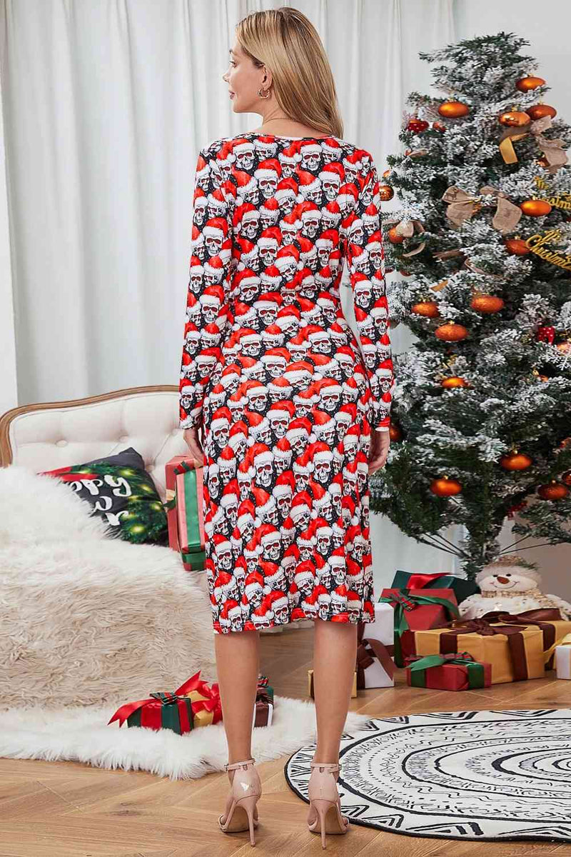 Christmas Element Print Long Sleeve Dress - Absolute fashion 2020