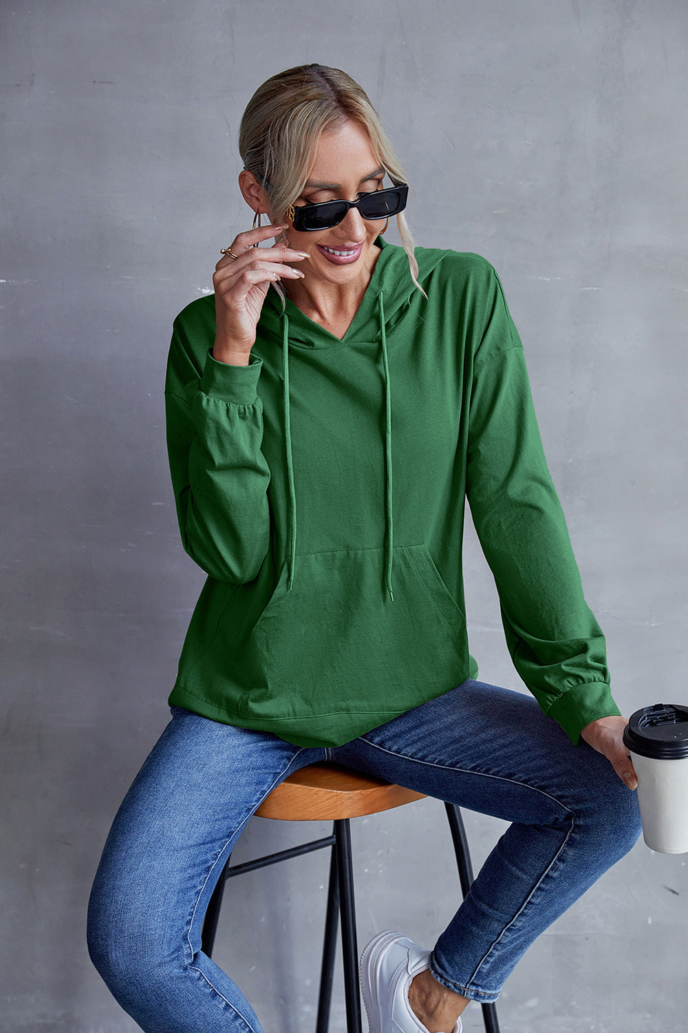 Drawstring Kangaroo Pocket Hoodie