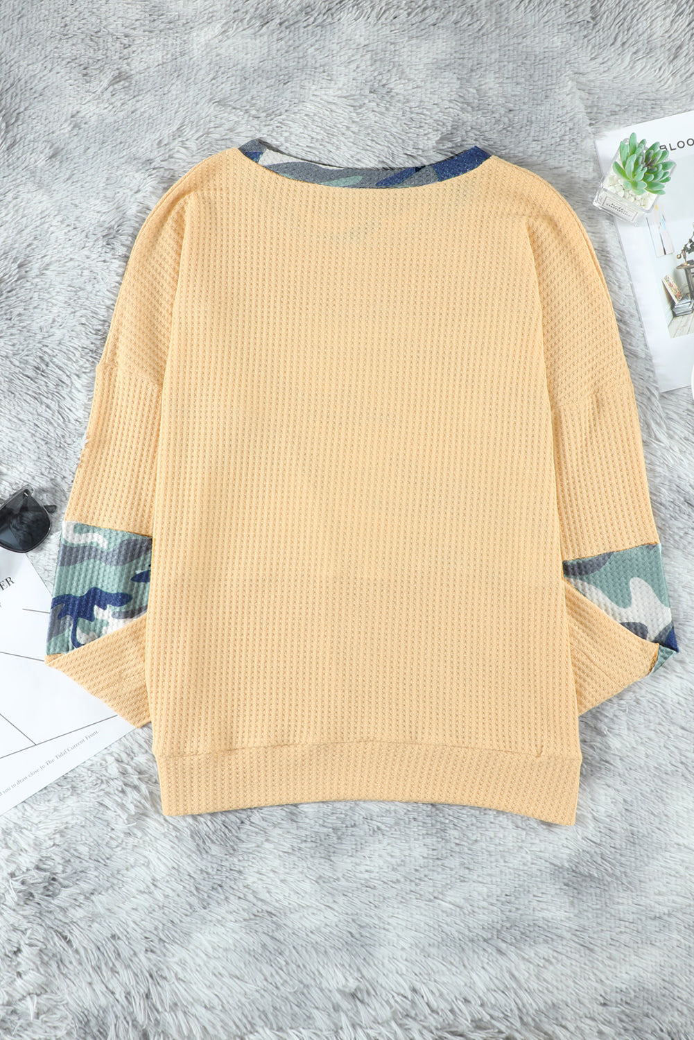 Camouflage Color Block Waffle Knit Pullover - Absolute Fashion 2020