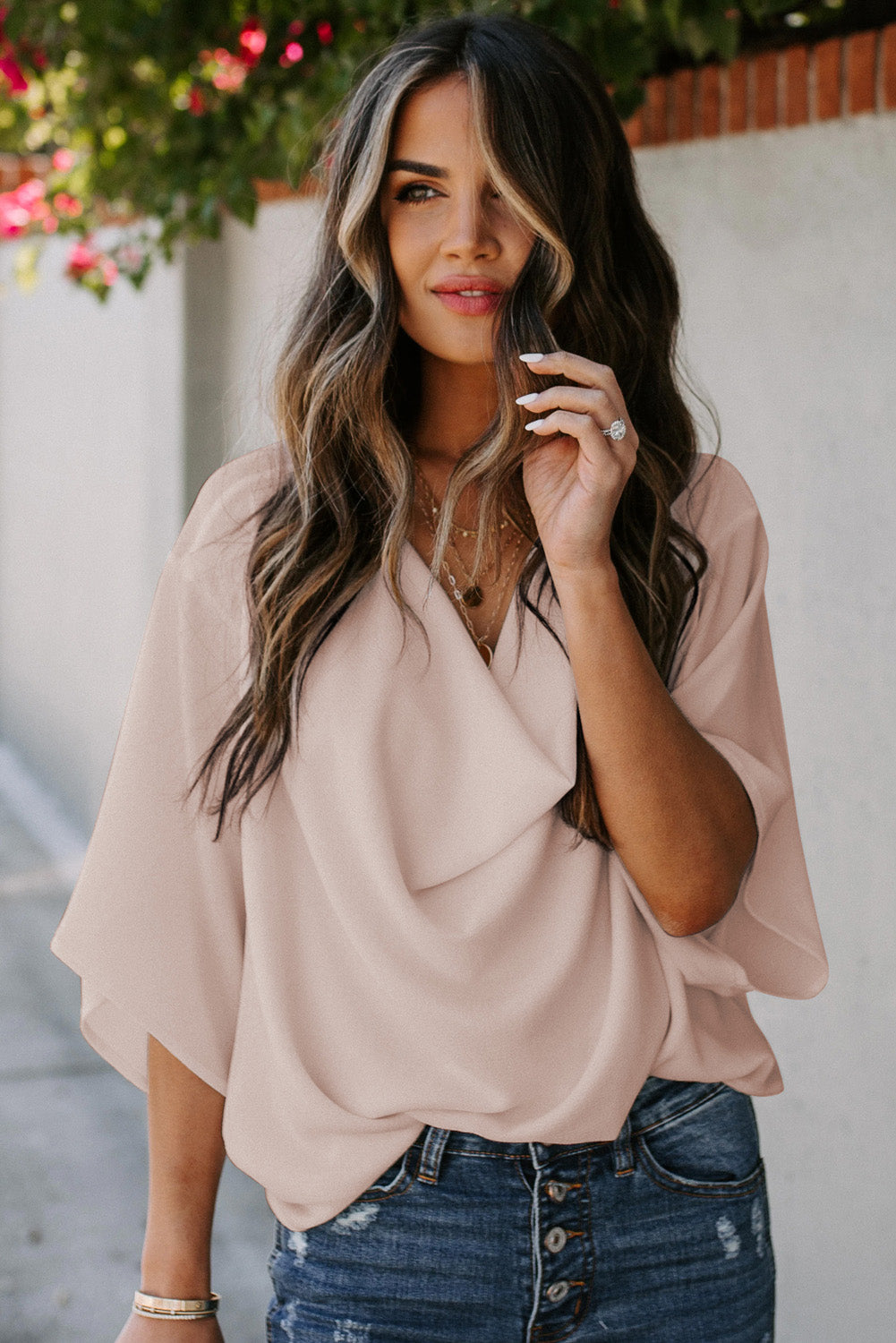 Short Sleeve Draped Blouse - Absolute Fashion 2020