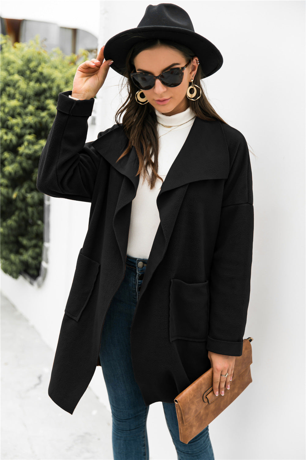 Waterfall Collar Open Front Coat - Absolute Fashion 2020