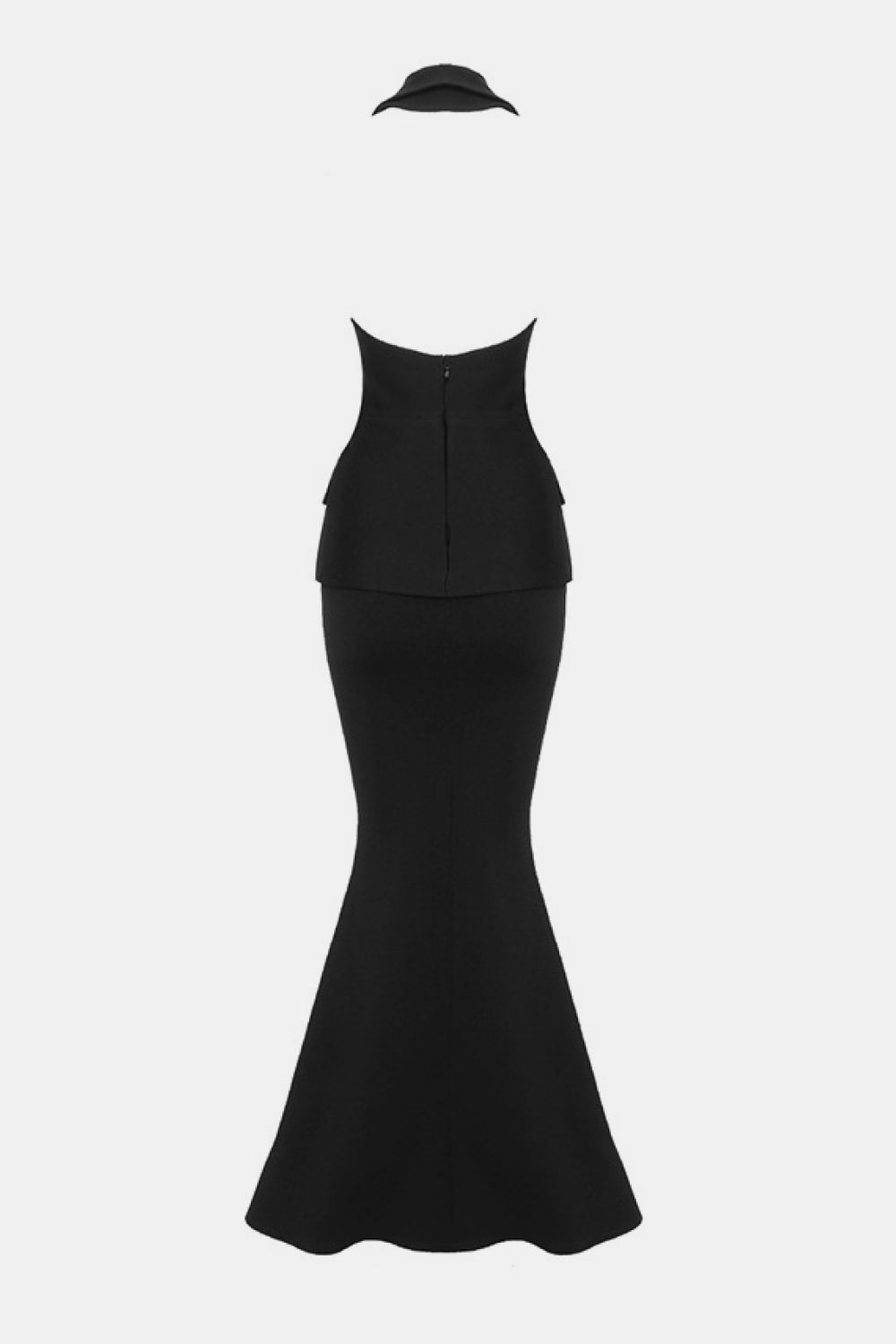 Halter Neck Lapel Collar Knit Fishtail Dress