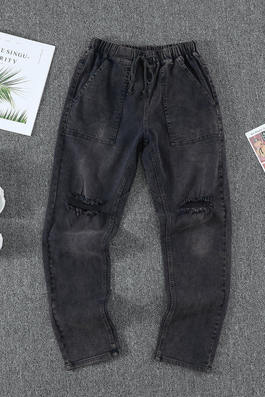 Distressed Denim Joggers with Pockets - Absolute Fashion 2020