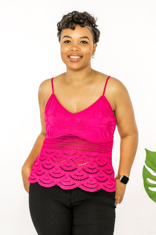 White Birch Sweet Paradise Full Size Sleeveless Lace Top