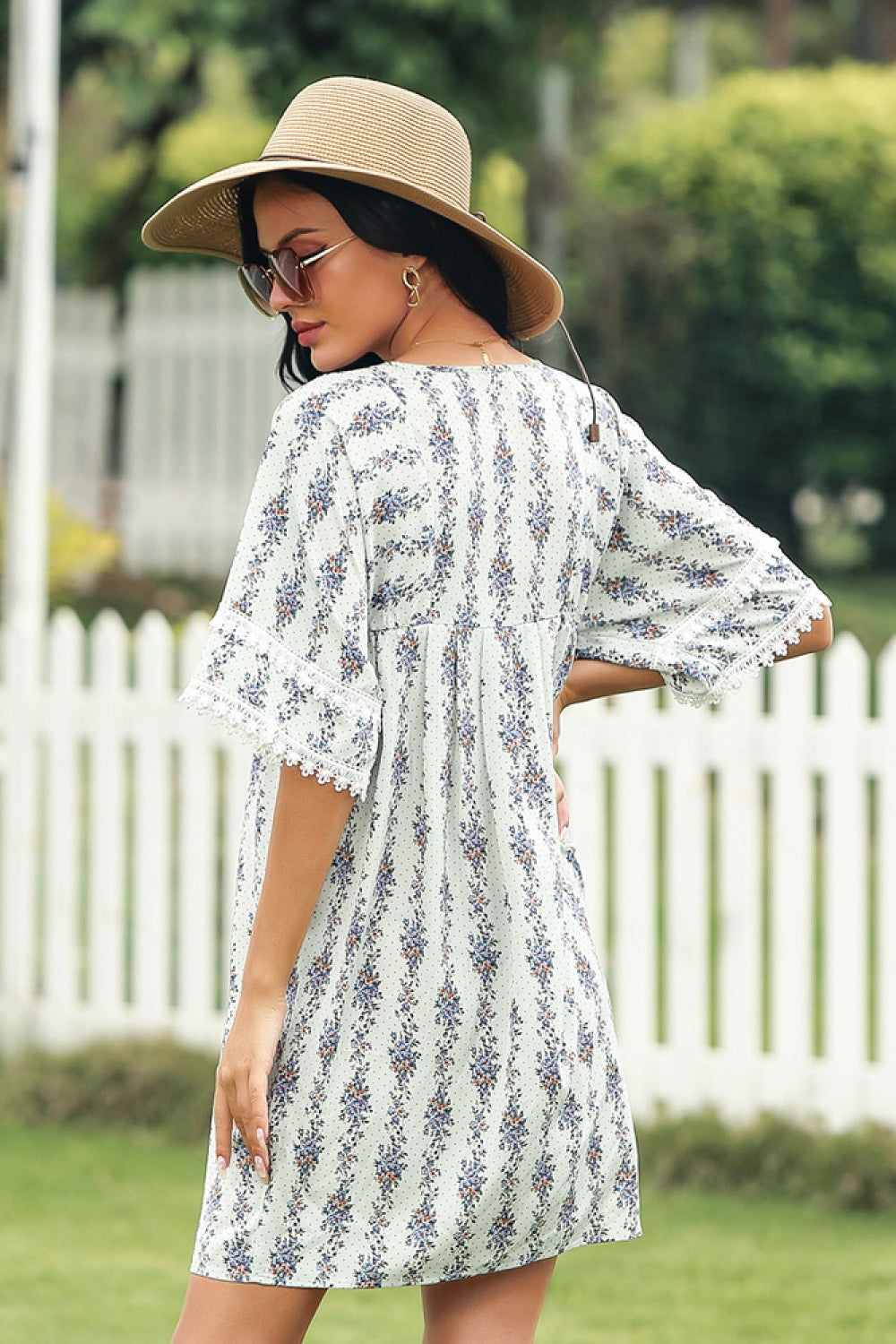 All-size Floral Print Half-sleeve Dress