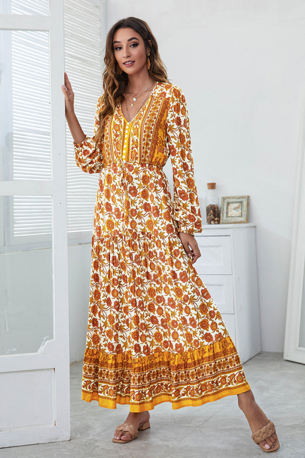 Floral V-Neck Maxi Dress