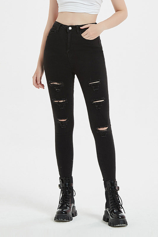 High Rise Skinny Jeans with Slits - Absolute Fashion 2020
