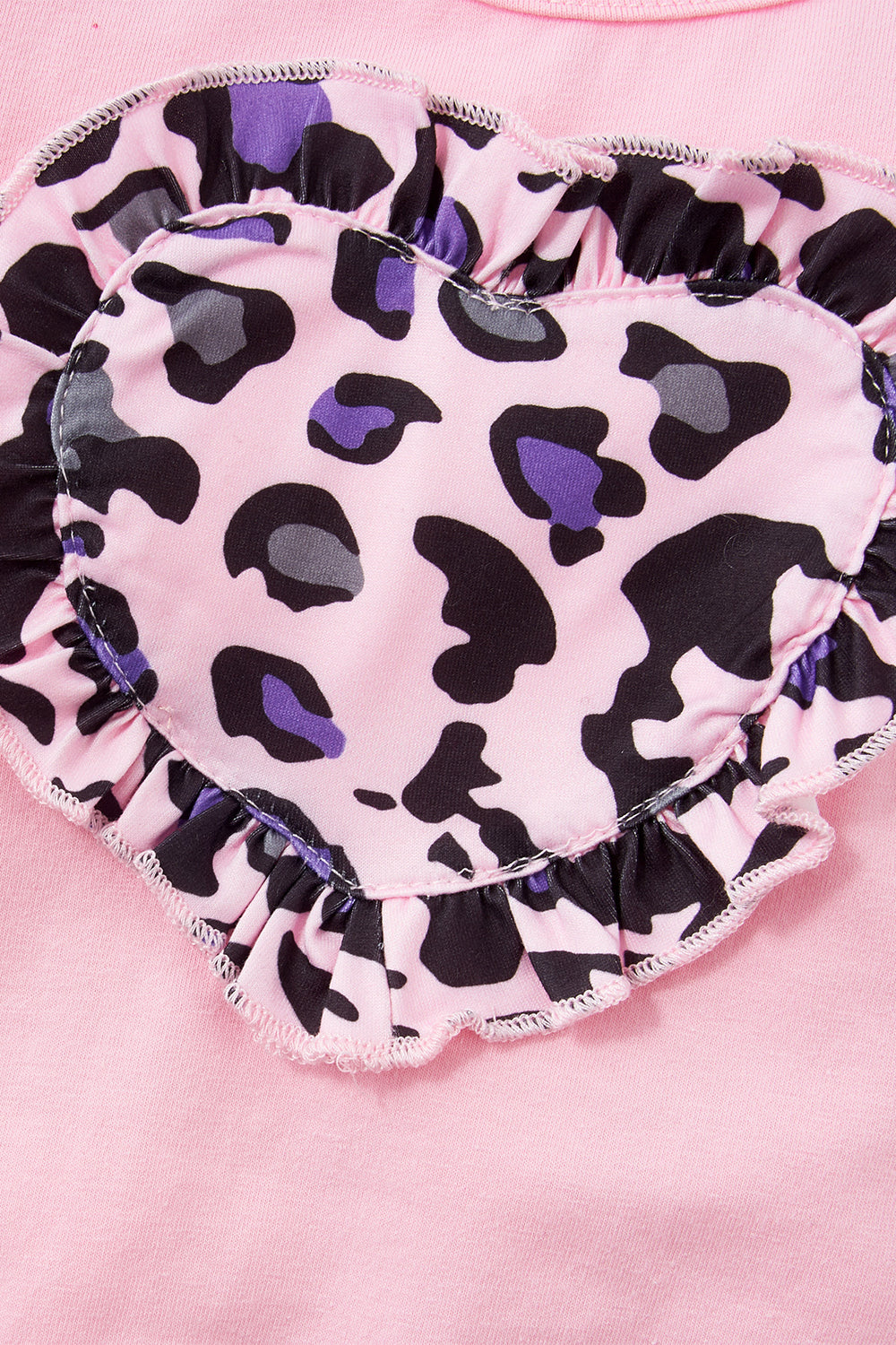 Girls' Leopard Print Heart Graphic Set with Bow