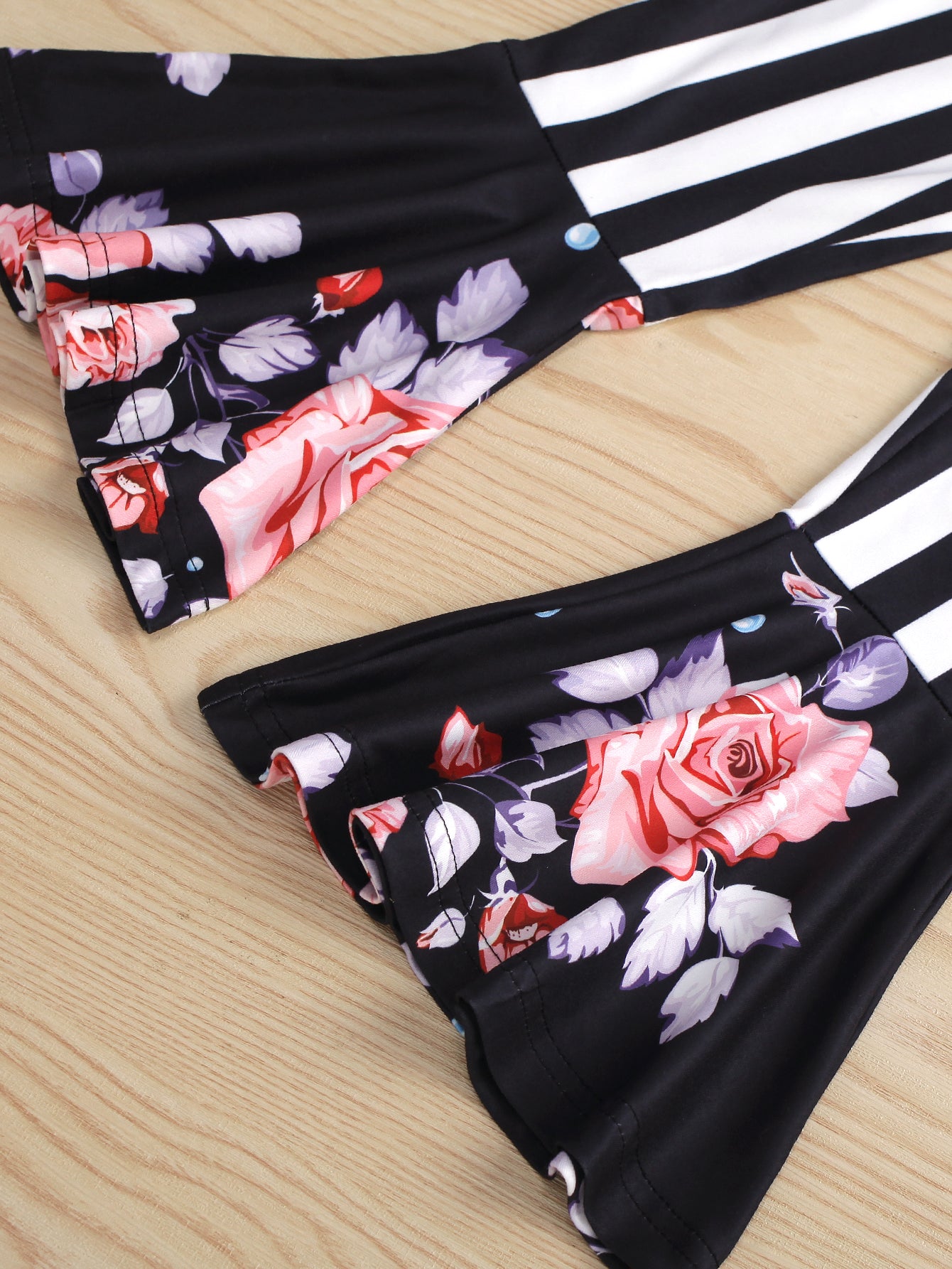 Girls Floral Top and Striped Pants Set
