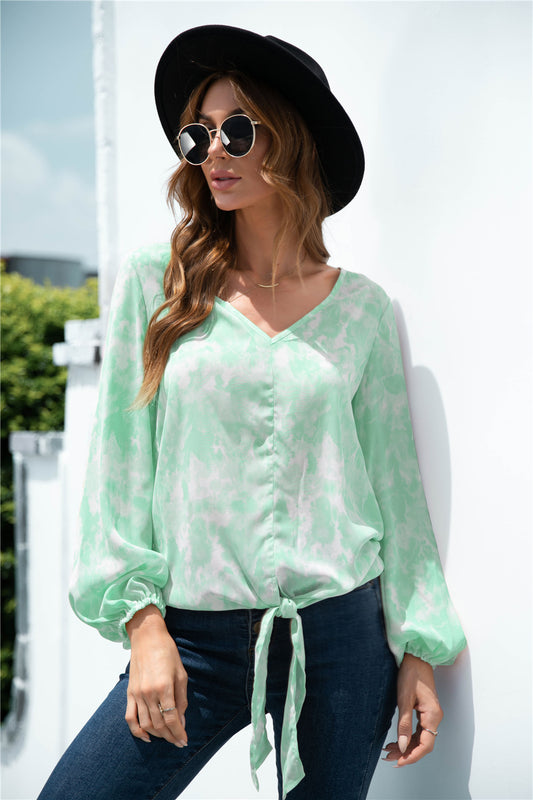 Tie Dye Balloon Sleeve Blouse - Absolute Fashion 2020