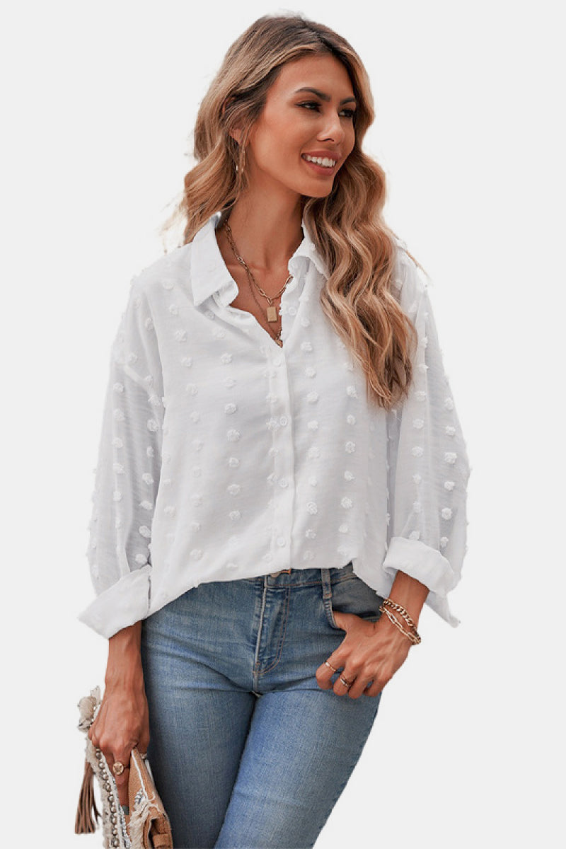 Swiss Dot Buttoned Chiffon Top - Absolute Fashion 2020