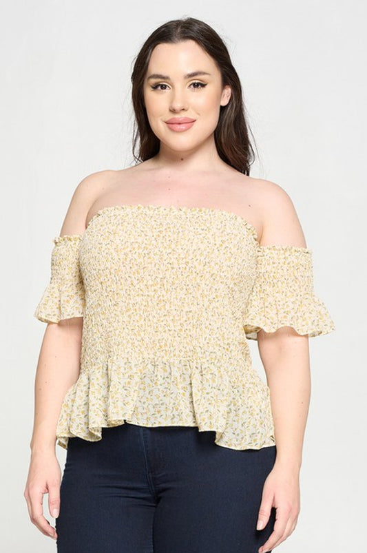 Floral Chiffon Allover Smocking Top