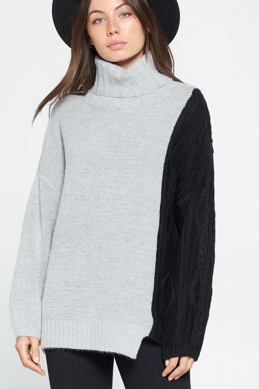 Asymmetrical Color Block Sweater