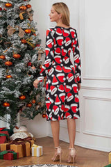 Christmas Element Print Long Sleeve Dress - Absolute fashion 2020