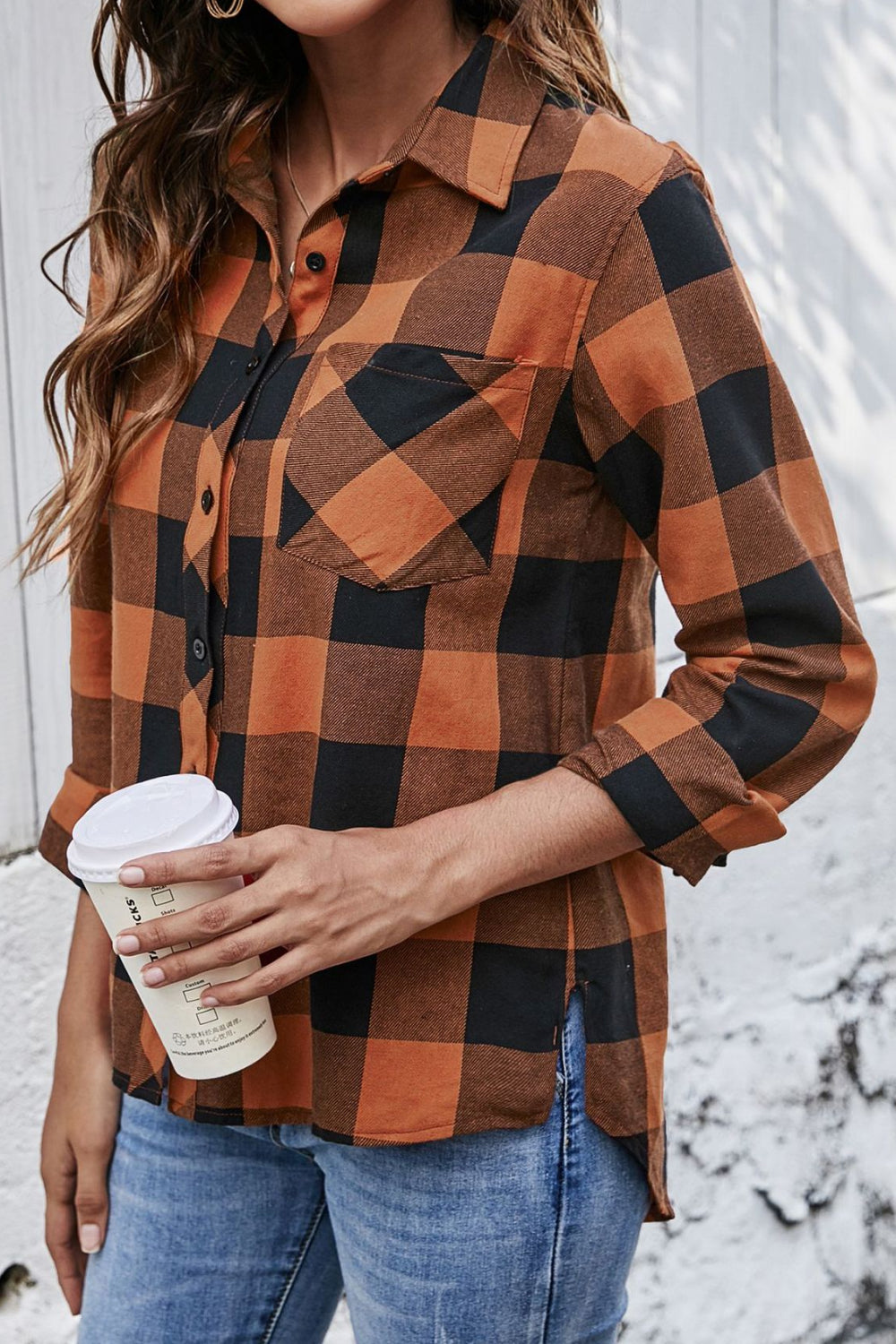 Plaid Button Up Pocket Blouse - Absolute Fashion 2020